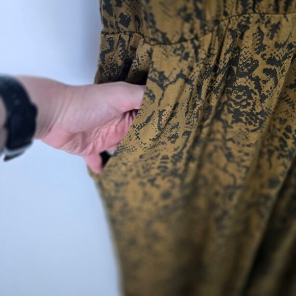 Garnet Hill Sleeveless Maxi Dress Large Brown Snake Print Surplice VNeck Pockets - Picture 10 of 14